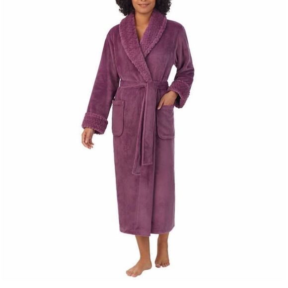 New! CAROLE HOCHMAN Plush Robe Purple (Berry) Sz Small 6-8 Pockets Soft NWT - Picture 3 of 13